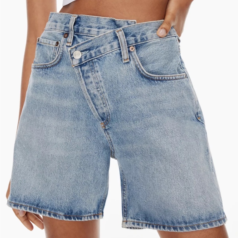 Agolde Momentum Cross Cross Denim Jean High Rise Shorts size 28 EUC